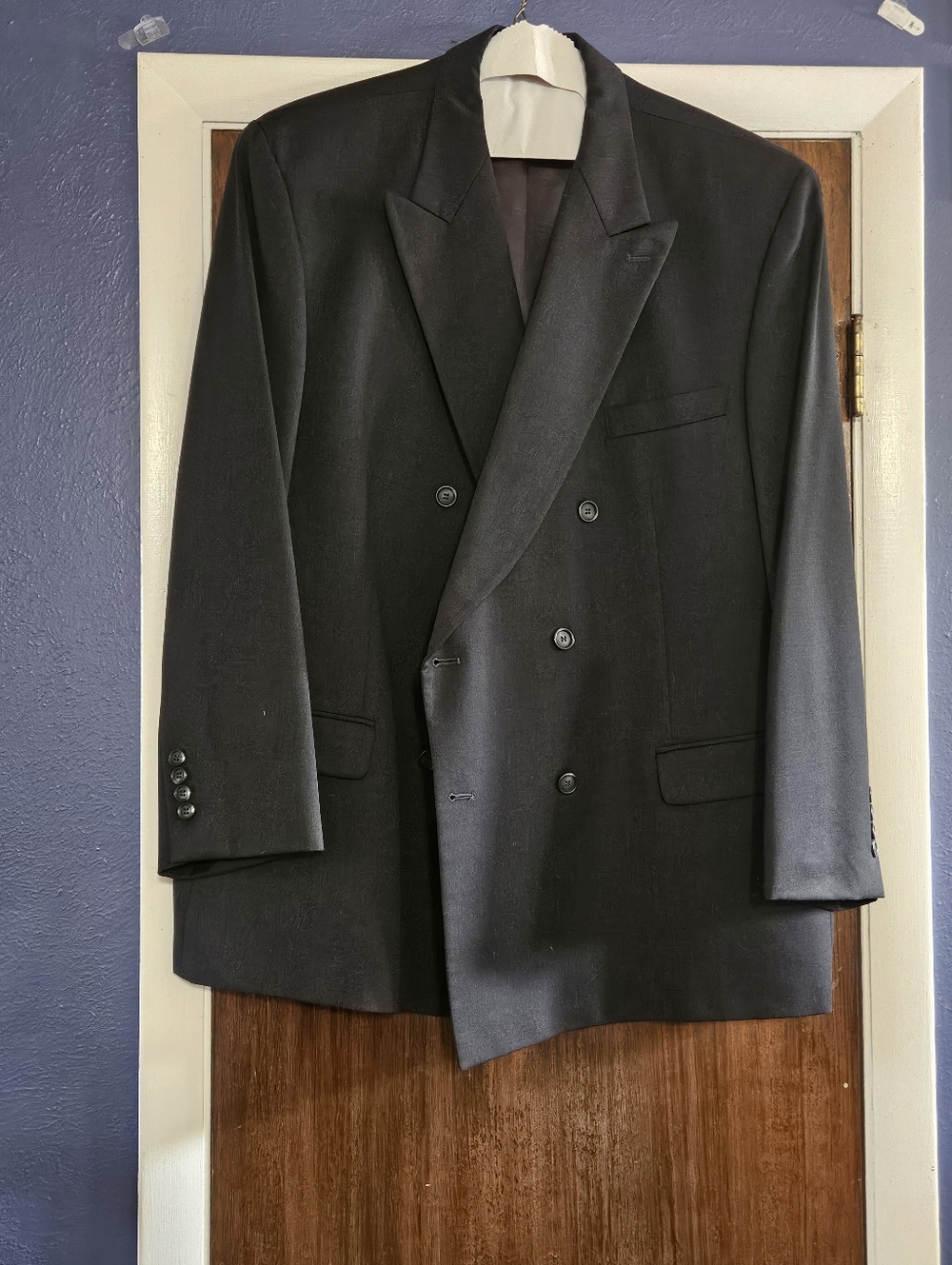Men's Double-Breasted Black Suit